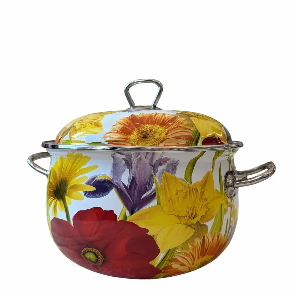 The Pioneer Woman Dutch Oven Floral Enameled Steel 4 QT Stock Pot w/ Lid Retired